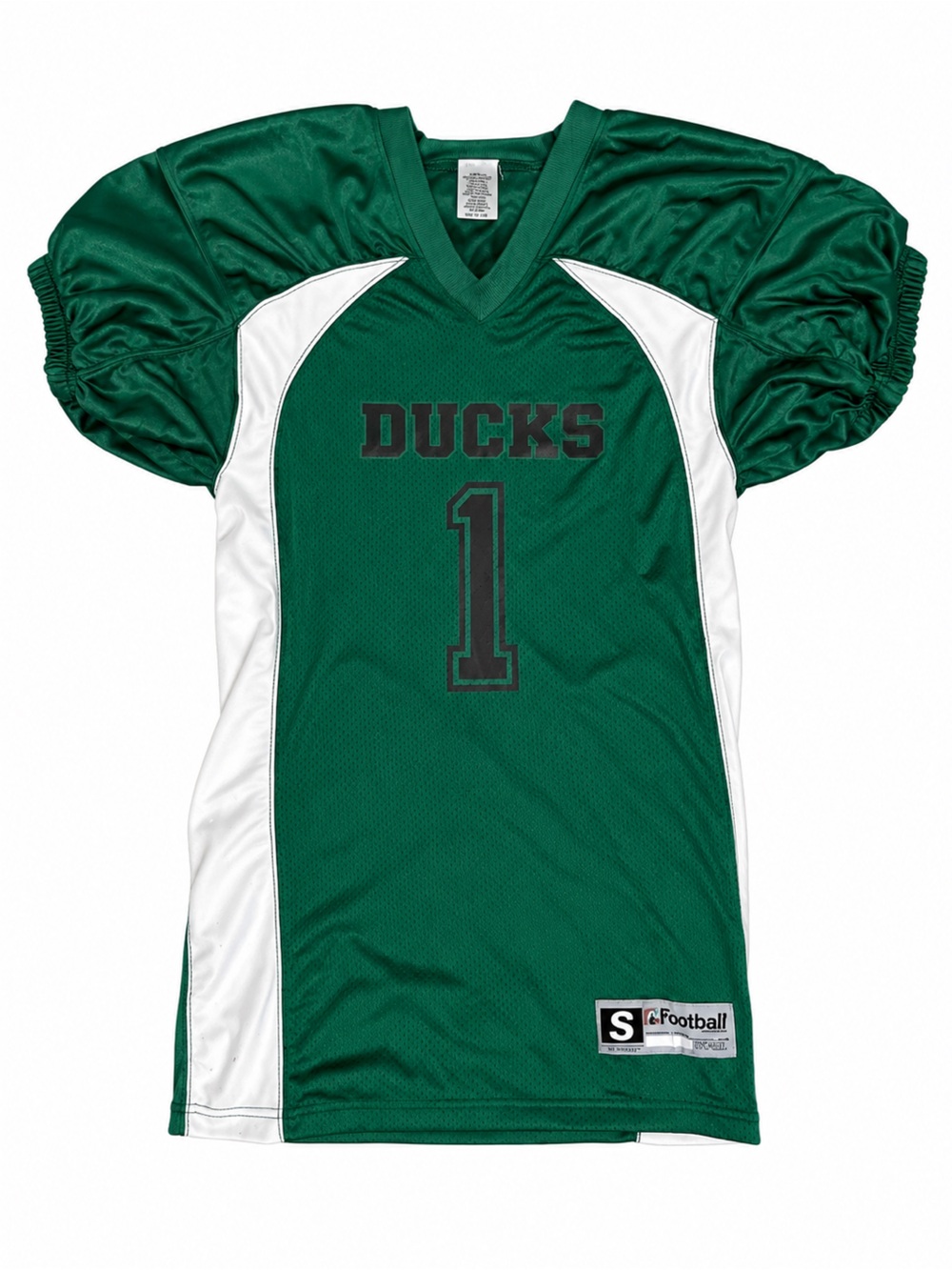 Football Jersey Ducks #1 Green White Adult Small Halloween Costume Retro